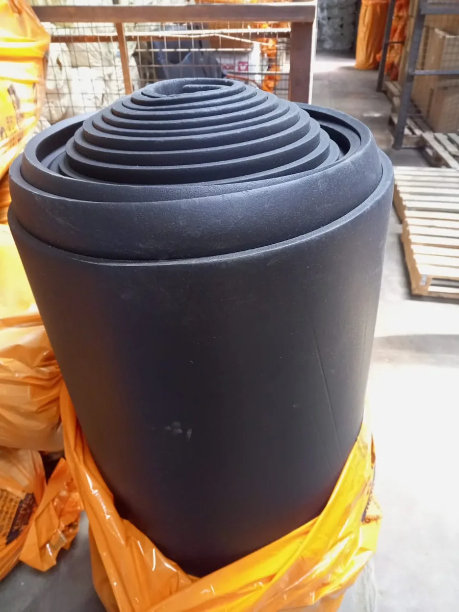 Roll of black Armaflex closed-cell elastomeric foam insulation