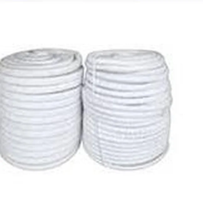 Two coils of white braided asbestos rope